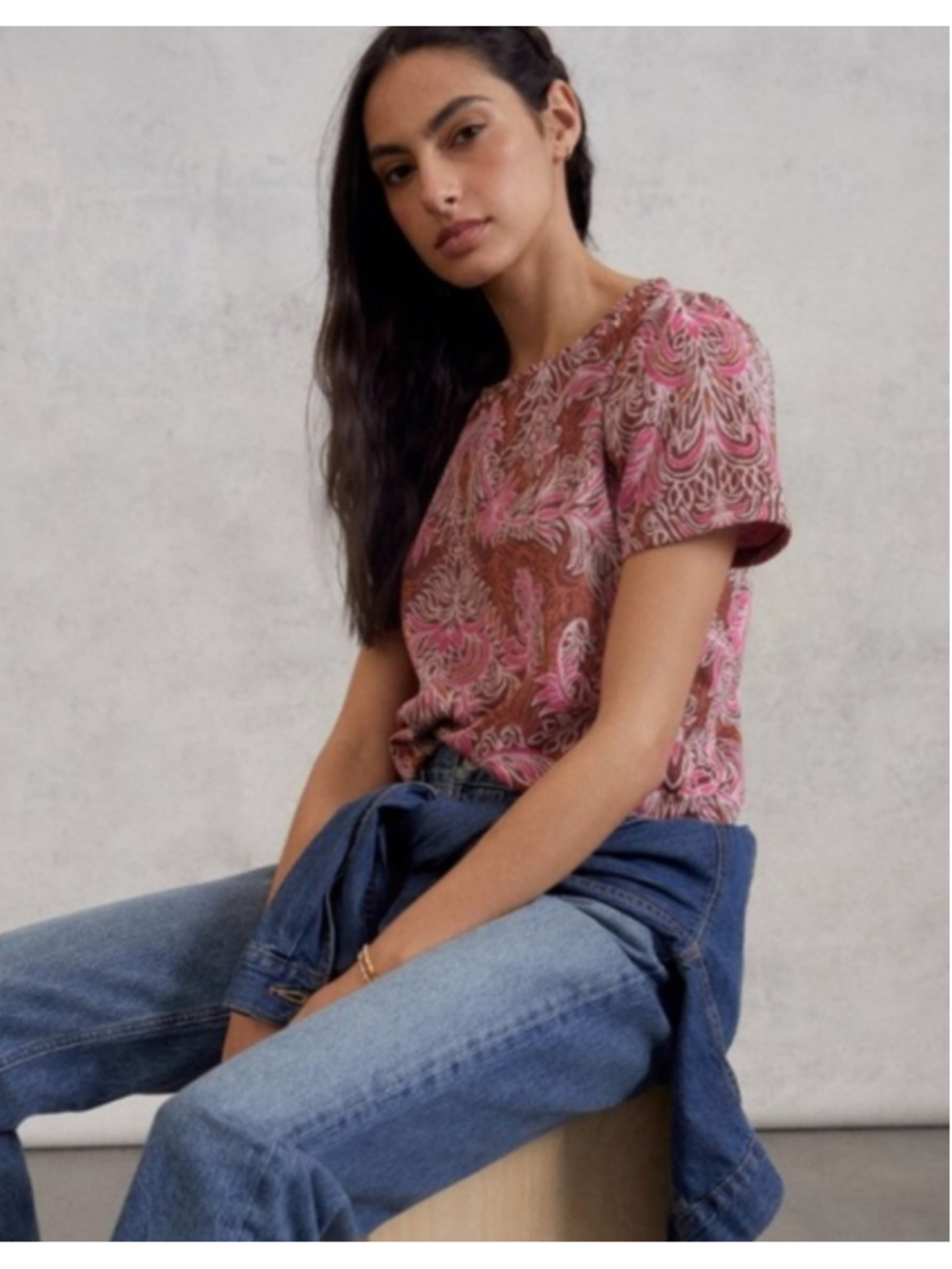 Anthropologie Botanical Floral Sweater Knit Fall Top Shirt XS
